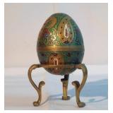 4" Enameled Brass Egg W/ Stand