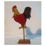 13" wooden rooster statue or decor piece