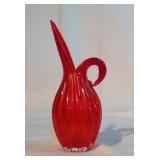 8" Red Glass Decorative Vase