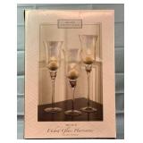Home Accents Set Of 3 Etched Glass Hurricanes Home Accents Set Of 3 Etched Glass Hurricanes
