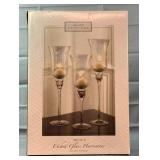 Home Accents Set Of 3 Etched Glass Hurricanes