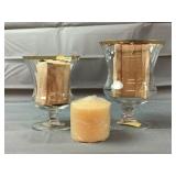 6 & 7" Pillar Candle Holders W/ Candles