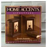 Home Accents Wooden Bookends W/ Photo Albums Home Accents Wooden Bookends W/ Photo Albums
