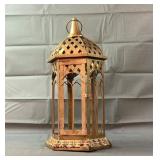 16" Gold Painted Metal Tea Light Lantern 16" Gold Painted Metal Tea Light Lantern