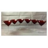 Set of 6 Red Martini Glasses Set of 6 Red Martini Glasses