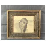 12X14" Vintage Native American Sketch or Drawing