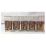 Set of 5 Black W/ Gold Designed Glasses Set of 5 Black W/ Gold Designed Glasses