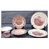 Assorted lot of Red & White Pattern Dishes