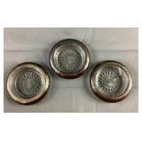 3 Vintage Leonard Silver Plate & Glass Coasters 3 Vintage Leonard Silver Plate & Glass Coasters