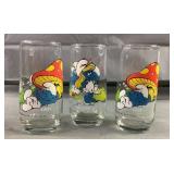 Set of 3 1982 Peyo Smurf Glasses