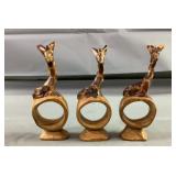 3 Wooden Giraffe Napkin Holders