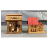 Wooden Depot Store Wall Pocket & Wooden Coin Bank