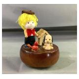 Wooden Boy & Dog Musical Box