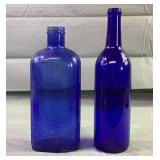 11.5" & 10" Vintage Blue Bottles