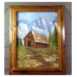 16X24 Framed Oil On Canvas Barn 16X24 Framed Oil On Canvas Barn