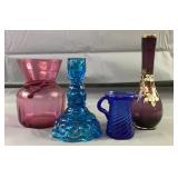 Assorted Lot of Colored Glass Decor