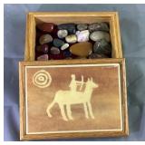 Wooden Trinket Box W/ Stones