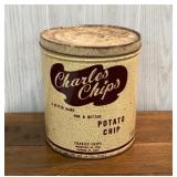 Vintage 1lb Charles Chips tin
