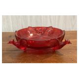 Vintage Jeanette Glass Pheasant Bowl Ruby