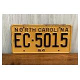1964 NC License Plate