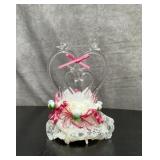 VTG. Long glass, swan wedding cake, topper with