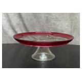 Indiana glass Ruby, hors d'oeuvre pedestal dish,