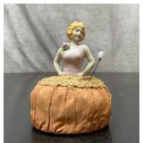 Antique half doll pin cushion 6 inch