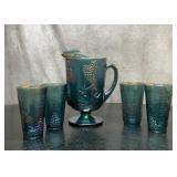 Indiana glass, carnival blue, grape harvest,