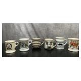 6 vintage mustache mugs