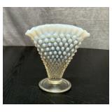 Fenton opalescent hobnail fan vase