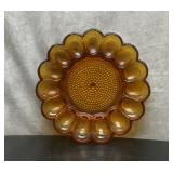 Vintage Indiana glass Amber egg tray