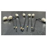 7 glass German tulips, jet and mercury glass 13''