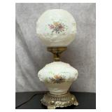 Antique gwtw lamp with roses 20''