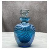 Art glass perfume bottle with pulled feather