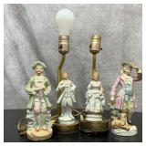 Vintage figure lamps and two Japan, colonial