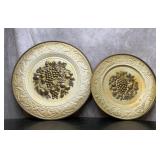 Vintage brass enamel, embossed, fruit wall