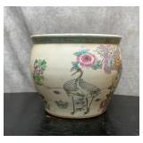Large oriental planter with cranes and Koi fish