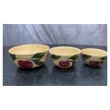 3 WATT WARE Single apple mixing bowls