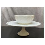 Vintage colony cake, stand, McKee milk glass b
