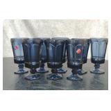 8 FOSTORIA GOBLETS COBALT 7''