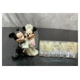 Mickey and Minnie wedding cake topper with garter