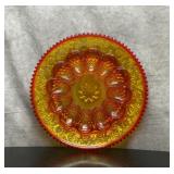 Tiara sandwich, glass Amberina egg plate 12 inches