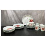 24 PCs Portugal poinsettia dishes