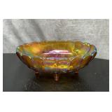 Indian glass, large amber carnival bowl