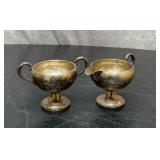 Sterling silver weighted creamer and sugar bowl
