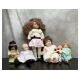 6 dolls group, precious moments, kewpie, others