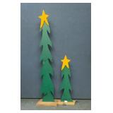 W wood lighted Christmas trees