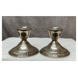 Sterling silver weighted candlesticks 412.49 g