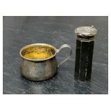 Sterling cup and salt shaker 105.85g