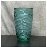 Heavy blue wave glass lamp, 12 